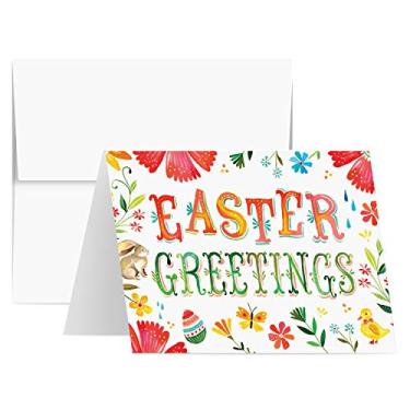Imagem de Saudações de Páscoa, cartões dobráveis a granel para convites, presentes e presentes, notas de agradecimento e anúncios – Interior branco | 11 x 14 cm (tamanho A2) | 25 cartões e 25 envelopes por pacote