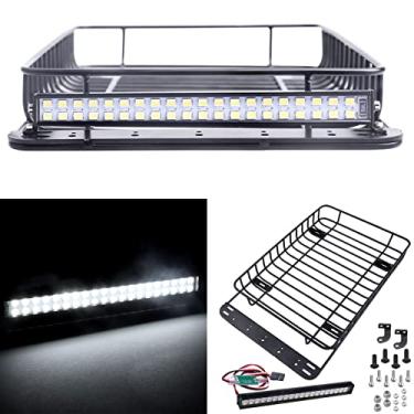 Imagem de RC 1/10 Metal Roof Rack Luggage with LED Light Bar for 1:10 RC Crawler Car TRX-4 Axial SCX10 90046 SCX10 III AXI03007 Redcat Gen 8 RGT