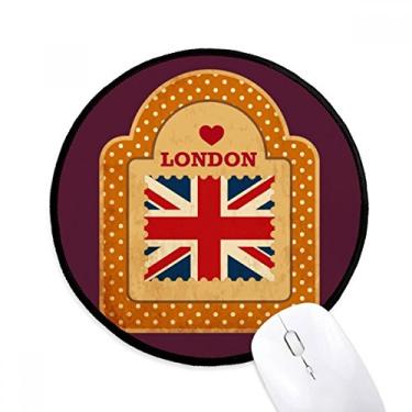 Imagem de DIYthinker Point UK London Stamp Union Jack Mouse Pad Desktop Office Tapete redondo para computador