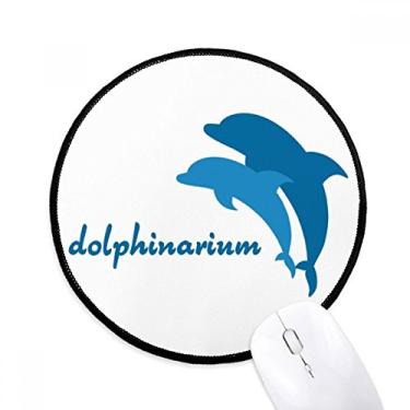 Imagem de DIYthinker Tapete de mouse azul oceano amigável padrão golfinho desktop escritório tapete redondo para computador