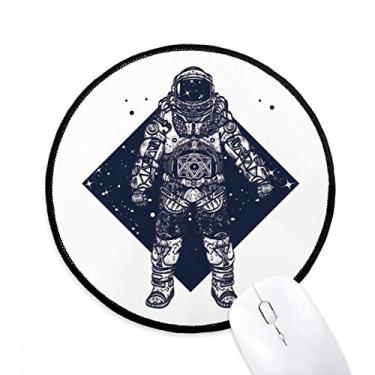 Imagem de Tapete de mouse com estampa de arte do universo de estrelas astronautas para mesa de escritório tapete redondo para computador