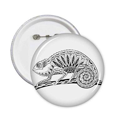Imagem de Broche de esboço de retrato de animal de lagarto de cauda longa com emblema de botão de decoração 5 peças