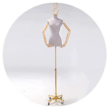 Imagem de Female Mannequin Torso Torso de manequim de busto feminino forma de vestido, manequins de exibição de shopping/roupas, com base removível/altura ajustável (Color : Gray-1)