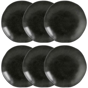 Imagem de Conjunto com 6 Pratos Fundos Porto Brasil Orgânico Carbon em Cerâmica Stoneware 21,2cm - Preto