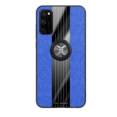 Imagem de Caso de capa de telefone de proteção Compatível com Huawei Honor V30 Pro Case, com Magnetic 360° Kickstand Case, Multifuncional Case Cloth Textue Shockproof TPU Protective Duty Duty Case (Color : Blu