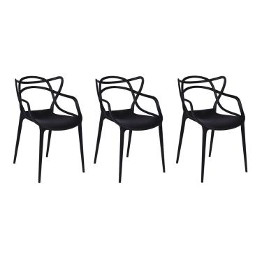 Imagem de Conjunto com 3 Cadeiras Allegra - Preto