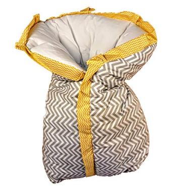 Imagem de Cobertor Saco Manta para Bebê Analu Kids 60x40x14cm - Estampa Chevron Cinza com Amarelo