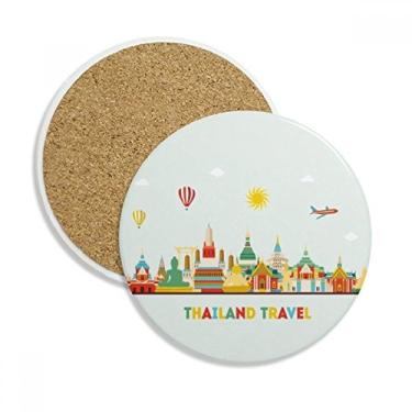Imagem de Tailândia Caneca porta-copos com ilustração de Cidade Morden da Tailândia, pedra absorvente de proteção de mesa