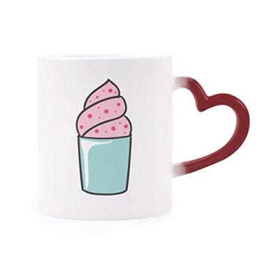 Imagem de Caneca rosa doce sorvete sensível ao calor Caneca vermelha muda de cor