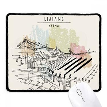 Imagem de Mousepad casual Life in Lijiang of China com bordas costuradas Tapete de borracha para jogos