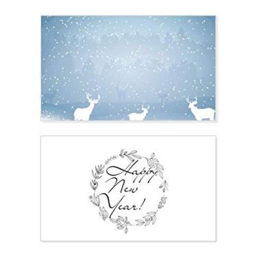 Imagem de Deer Snow Forest Weather Pattern New Year Festival Greeting Card Bless Message Gift