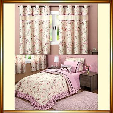 Imagem de Kit decoração p/Quarto de Criança = Cobre leito Ariela + Cortina Ariela - Palha