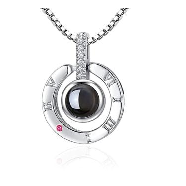 Imagem de Colar Pingente Eu Te Amo 100 Línguas Idiomas Prata Com Caixa