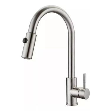 Imagem de Torneira Monocomando Em Aço Escovado 2 Jatos Luxo Niquel 