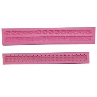 Imagem de Funshowcase Molde de silicone para fondant de corrente de saco de joias para decoração de borda de bolo, enfeite de cupcake, fonondant, joias, argila de polímero, fabricação de sabonete, resina epóxi, projetos de artesanato, pacote com 2 bandejas