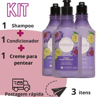 Imagem de Kit Shampoo Condicionador Creme Pentear Maracujá Nutrição -  L'occitan