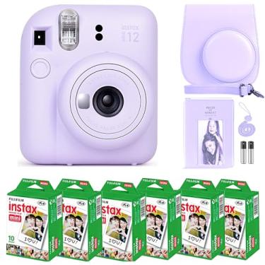 Imagem de Câmera Fujifilm Mini 12 com pacote de filmes instantâneos Fujifilm Mini (60 folhas) com acessórios inclusos: bolsa transporte, álbum de fotos e adesivos (roxo Lilac Purple)