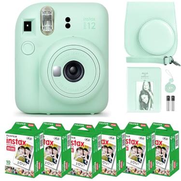 Imagem de Câmera Fujifilm Mini 12 com pacote de filmes instantâneos Fujifilm Mini (60 folhas) com acessórios inclusos: bolsa transporte, álbum de fotos e adesivos (verde Mint Green)