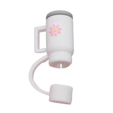 Imagem de Tampas de silicone com padrão de flor flexível para canudos de 10 mm tampas de canudo reutilizáveis à prova de poeira capa de palha fofa reutilizável topos de palha cobertura de palha fácil de limpar