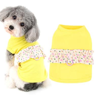Imagem de Ranphy Camisa de cachorro pequeno com anel de trela roupas para animais de estimação colete floral sem mangas para cães camisetas de gato pulôver roupas verão chihuahua yorkie shih tzu vestuário da