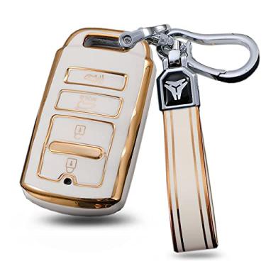 Imagem de ontto Capa para controle remoto inteligente Kia Cadenza K900 K7 K9 com chaveiro TPU capa elegante para chave proteção total bege