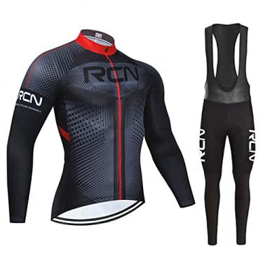 Imagem de Team Winter Ciclismo Jersey Térmico Fleece Corrida Bicicleta Roupas Monttiana Homens Leve Manga Longa Bib Calças, Preto, PP (160 cm/53 kg)