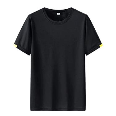 Imagem de Camiseta masculina de secagem rápida atlética manga curta gola redonda camiseta lisa, Cor 2, 5G
