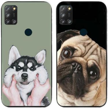 Imagem de 2 peças Husky Pug Dog impresso TPU gel silicone capa de telefone traseira para Alcatel Series (Alcatel 3X 2020)