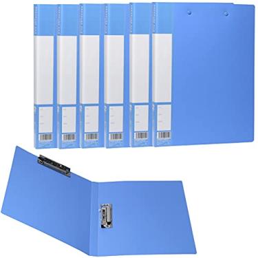 Imagem de 6 Pack Plastic Punchless Binder, A4 Size Double Strong Clip File Folder Report Cover 8.5 x 11 Inch Portfolio Clipboard with Spring Clamp, Clipboard Portfolio, Blue, Padfolio with Clipboard