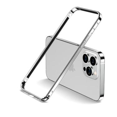 Imagem de Capa rígida com estrutura de metal de alumínio ultrafina para iPhone 12 13 14 15 Plus Pro Max Alloy Case Coque em preto roxo ou prata, prata, para iPhone 14 Plus