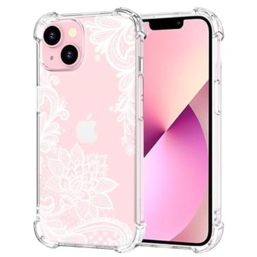 Imagem de Sidande Capa para iPhone 13, capa para Apple 13 de 6,1 polegadas para meninas e mulheres, capa protetora fina de TPU flexível flexível e floral transparente para iPhone 13 Mandala