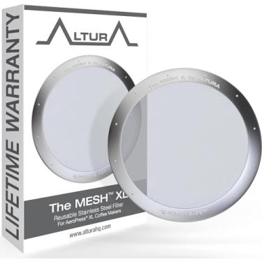 Imagem de The MESH XL: Filtro de metal reutilizável para cafeteira AeroPress XL. Chega de filtros de papel.