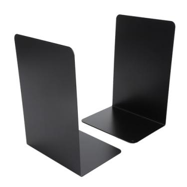 Imagem de 1 par Estantes de Livros Suporte de Prateleira de Metal Resistente Antiderrapante Rolhas de Livros para Livros Revistas Pastas Catálogos (Preto)