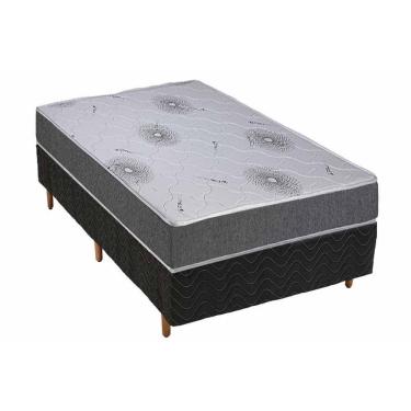 Imagem de  Cama Box Solteiro: Colchão Espuma D33 Polar Pérola Premium + Base CRC Rústico Black(88x188)