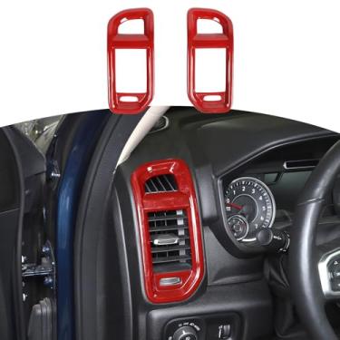 Imagem de RT-TCZ Painel central para painel, ar condicionado, saídas de ventilação, capa de acabamento ABS acessórios para Dodge RAM 2018-2021 Vermelho