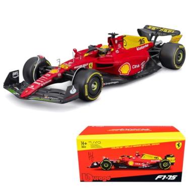 Imagem de Bburago Scuderia Ferrari F1 Team F1-75 Signature w/Helmet Die cast Adults Model Car Display F1 Monza GP Italy Collection (#16 Charles Leclerc) 1/43