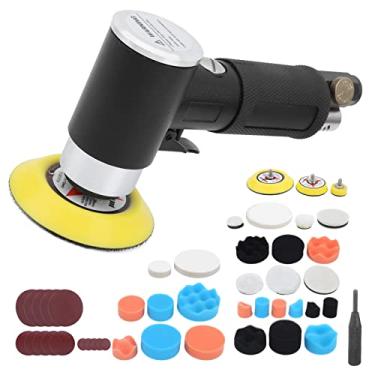 Imagem de Lixadeira de Ar Excêntrica Pneumática Máquina de Polimento de Cera de Carro 3MM Yaw 6 Almofadas de Polimento DIY Entusiastas Escape Traseiro para Moagem Excêntrica (Válvula