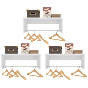 Imagem de Kit 3 Nichos Cabideiros Suspensos Berlim Branco - Lumil Móveis