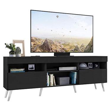 Imagem de Rack Retrô para Tv até 65" Multimóveis Paris Fg3327 com 2 Portas Preto/branco