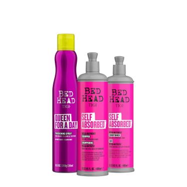 Imagem de Kit Tigi Bed Head Self Absorbed Shampoo Condicionador E Spray De Volume (3 Produtos)