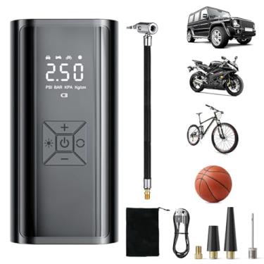 Imagem de OXICXE Compressor de ar portátil para insuflador de pneu, bomba de ar de carro com medidor digital, inflador de pneu sem fio de 150 PSI recarregável com visor e LED para carro, motocicleta,