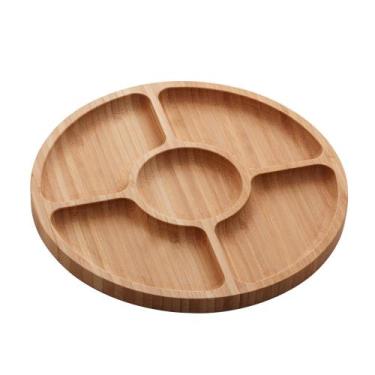 Imagem de Petisqueira Com 5 Divisórias De Bambu Round 25X25X1,6Cm - Lyor