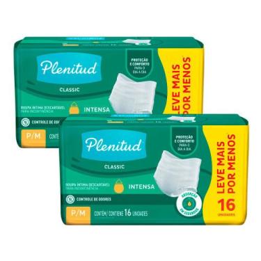Imagem de Kit 2 Roupa Íntima Plenitud Classic Tamanho P/M 16 Unidades Leve Mais 