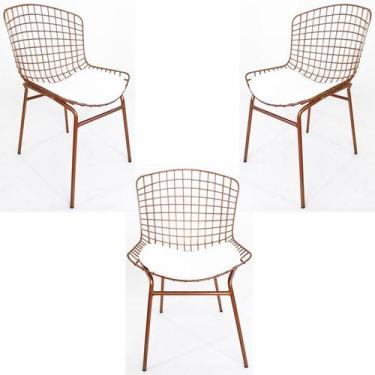 Imagem de Kit 3 Cadeiras para cozinha BERTÓIA cobre assento branco tubular - Pol