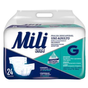 Imagem de Fralda Geriátrica Adulto Mili Vita Tam G  24 Fraldas, 1, 24, G