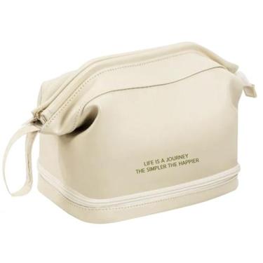 Imagem de Necessaire Dupla Camada Feminina Maquiagem Espaçosa Skin Care Porta Pi