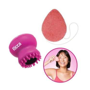 Imagem de Kit Esponja Polvo + Esponja Facial Konjac Limpeza e Esfoliação Leve Ri