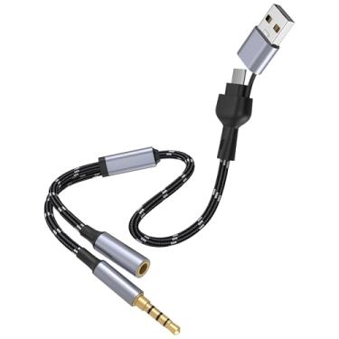 Imagem de Adaptador USB tipo C para conector de fone de ouvido fêmea de 3,5 mm, cabo USB 4 em 1 para dongle de áudio auxiliar compatível com iPhone 16 Pro Max/15 Pro/15, Samsung Galaxy S24/S23/S22 Ultra, iPad