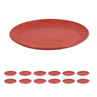 Imagem de 12UN Prato Lanche Sobremesa Redondo Resistente 20cm Vermelho - EVO