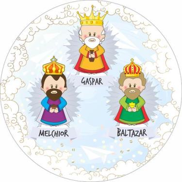Imagem de Painel de Lona Redondo Santinhos Católicos Reis Magos - Fabrika de Fes